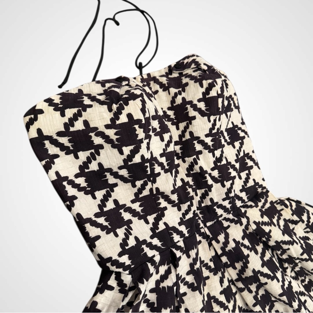 Vintage 50s 60s Houndstooth Check Strapless New Look Fit Flare Party Dress Town - Picture 7 of 12